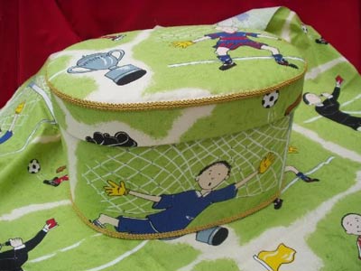 Oval box, football fabric