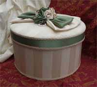 White and green hat box