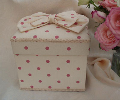 Cream & Pink Polka Dot Square Box