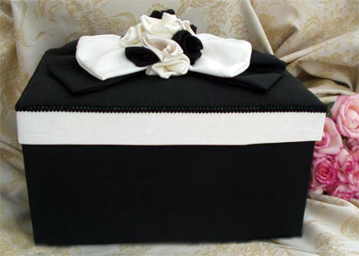Black & Ivory Moire covered rectangular box