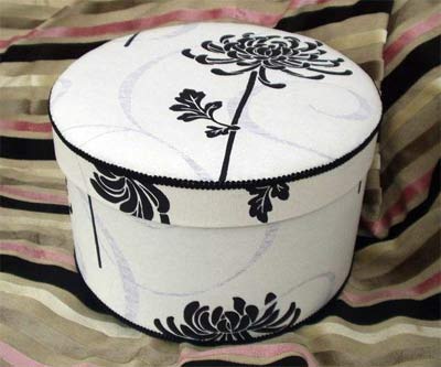 Ivory Hat Box with black floral design