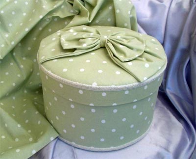 Hat Box covered in Mint Green fabric