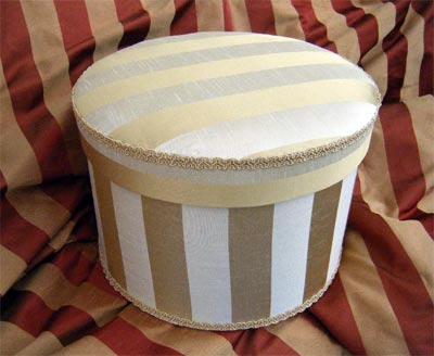 Gold Striped Faux Silk Hat Box