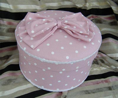 Dusky Pink "Dotty" fabric Hat Box