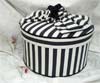 Black & White Striped Cotton Fabric Hat Box