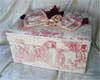 Rectangular Box covered in Red Toile fabric