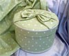 Hat Box covered in "Dotty" - Mint Green fabric