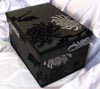Black Damask Flock Velvet fabric rectangular box