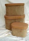Set of 3 oval suede boxes