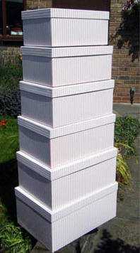 Set of 6 Pink Candy Stripe Rectangular Boxes